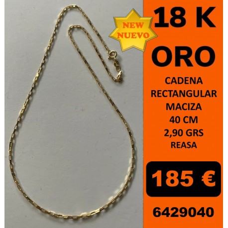 Cadena Rectangular Oro 18 Kilates 40 cm