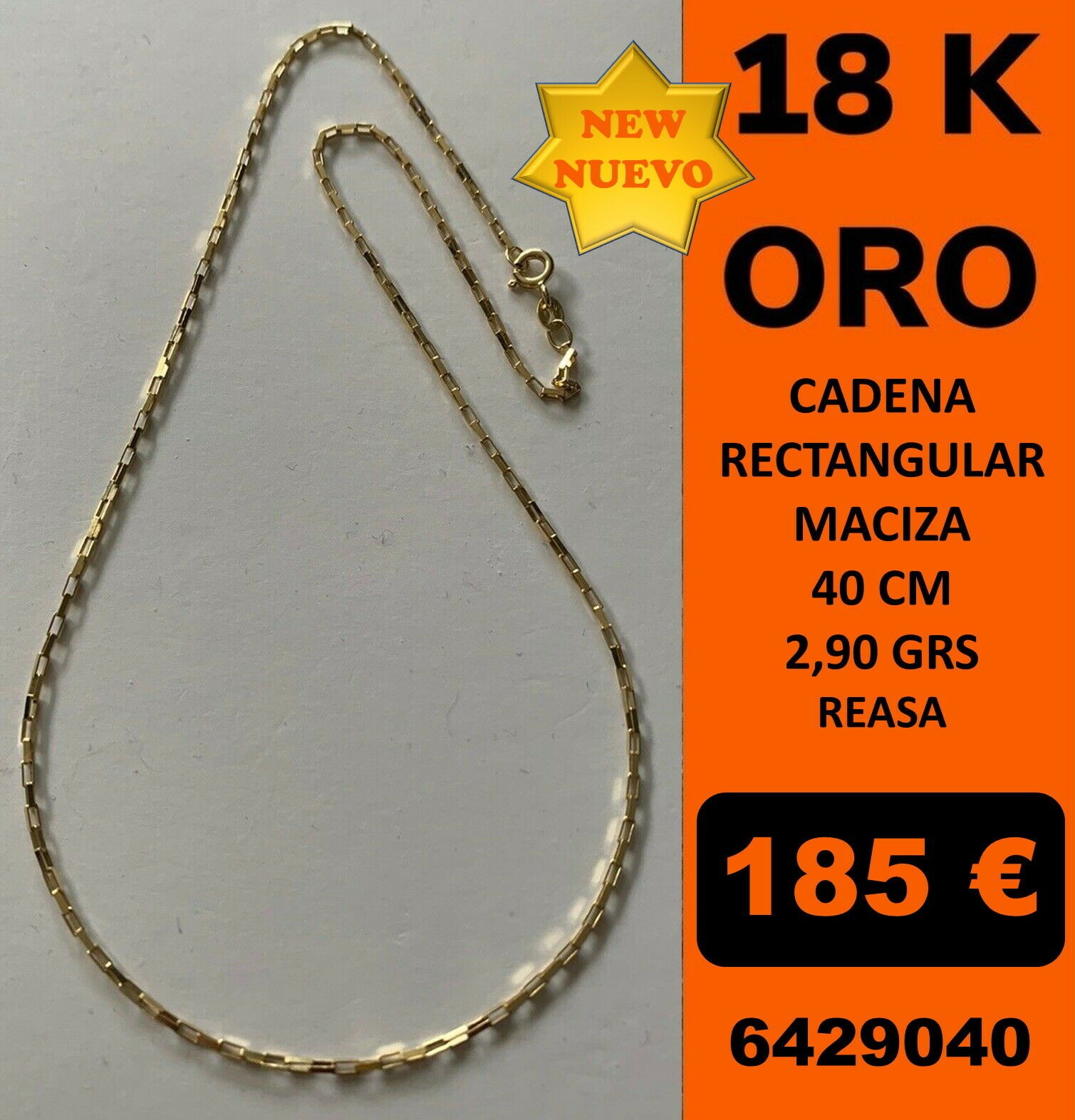 Cadena Rectangular 18 cm - Gold Secret