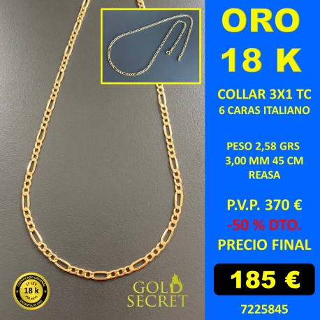 Collar 3X1 3 ORO Kilates 45 cm - Secret