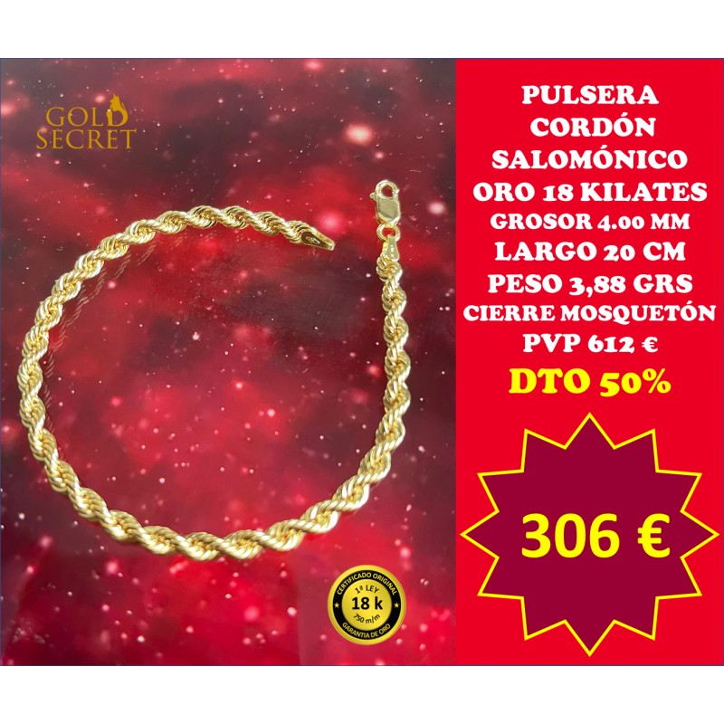 Pulsera Cordón mm 20,00 Cm Kilates - Gold Secret