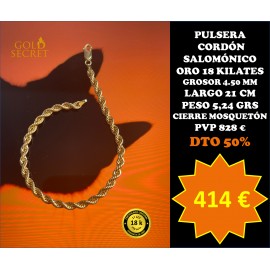 Pulsera Cordón 4,50 mm 21 Cm Oro 18 Kilates