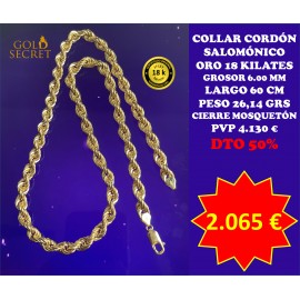 Collar Cordón 7.50/8 mm 60 Cm Oro 18 Kilates