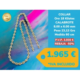 Collar Calabrote 8x6 MM 60 CM Oro 18 Kialtes