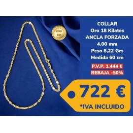Collar ANCLA 4.00 MM 60 CM ORO 18 Kilates