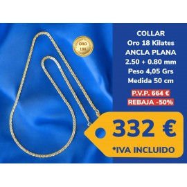 Collar ANCLA 3.00 MM 50 CM ORO 18 Kilates
