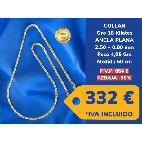 Collar ANCLA 3.00 MM 50 CM ORO 18 Kilates
