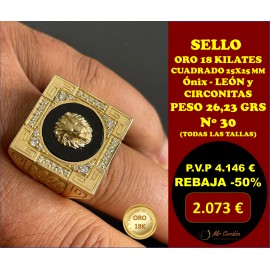 Sello Caballero Cuadrado Ónix con Medusa Oro 18 Kilates